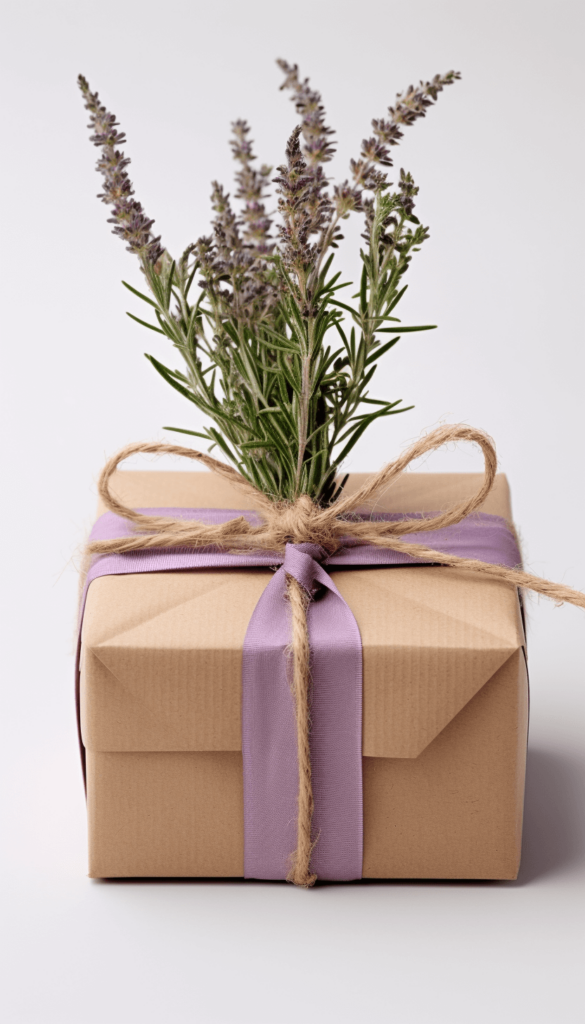 liebevolle Geschenkverpackung Boho Lavendel